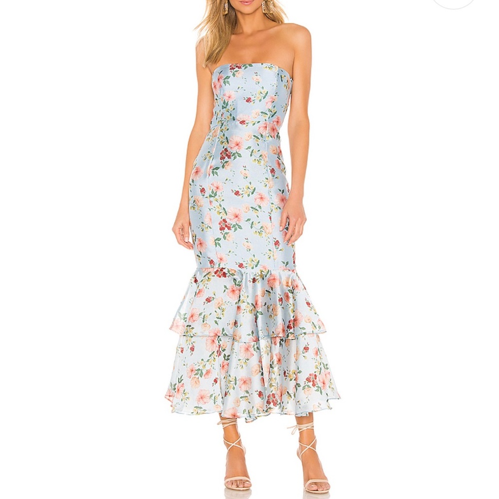 Revolve Blue Floral Midi Dress